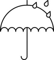 Open Umbrella With Rain Season Icon In Linear Style. vector