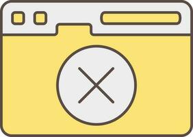 Close Web Page Grey And Yellow Icon In Flat Style. vector