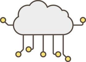 Flat Style Cloud Server Icon In Grey Color. vector