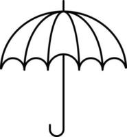 Isolated Open Umbrella Icon In Black Outline. vector