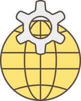 Yellow And Grey Global Setting Icon Or Symbol. vector