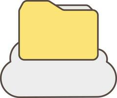 Cloud Folder Icon In Grey And Yellow Color. vector