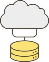 Cloud Connected Database Yellow Or Grey Icon. vector