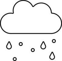 Snow Rain Cloud Icon Or Symbol In Black Outline. vector