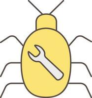 Bug Fixing Icon In Yellow And Grey Color. vector