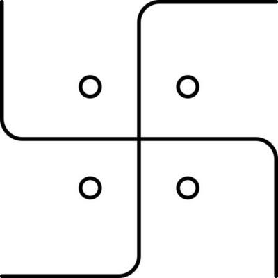 Isolated Swastika Icon In Black Linear Art.