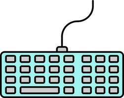 gris y y turquesa teclado con cable icono. vector