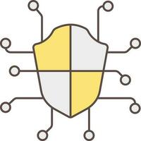 Grey And Yellow Digital Security Shield Symbol Or Icon. vector