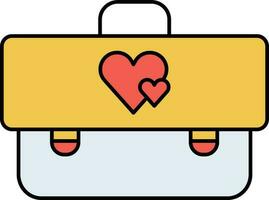 Double Heart Handbag Tricolor Icon. vector