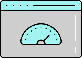 Grey And Turquoise Web Speedometer Page Icon. vector