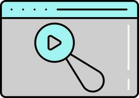 Searching Video Website Icon In Grey And Turquoise Color. vector