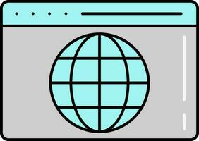 Grey And Turquoise Browser Page Flat Icon. vector