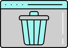 Trash Bin Web Page Icon In Grey And Turquoise Color. vector