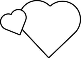 Double Heart Black Thin Line Art Icon. vector