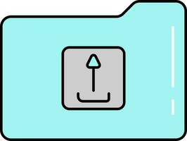 Upload Folder Grey And Turquoise Icon. vector