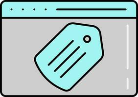 Tag Web Page Icon In Turquoise And Grey Color. vector