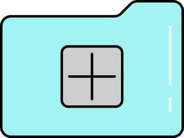 Turquoise And Grey Add Folder Icon Or Symbol. vector