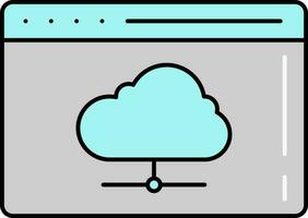 Grey And Turquoise Cloud Connector Page Flat Icon. vector