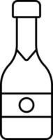 Isolated Champagne Bottle Icon In Black Line Art. vector