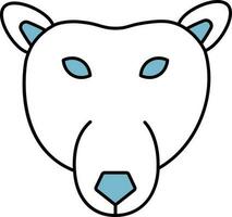Blue And White Bear Face Icon. vector