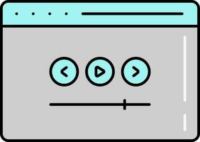 Grey And Turquoise Video Play Website Page Icon. vector