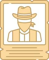 Isolated Wanted Poster Icon In Peach And White Color. vector