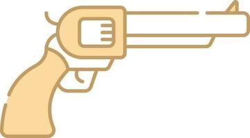 Peach And White Revolver Icon In Flat Style. vector