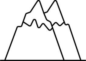 Illustration Of Snow Mountain Icon In Thin Line Art. vector