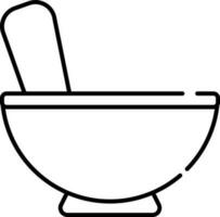 Stroke Style Soup Bowl With Spoon Icon. vector