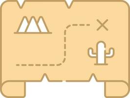 White And Peach Wild Map Icon In Flat Style. vector