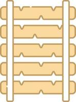 Flat Wooden Rail Line Icon In Peach And White Color. vector