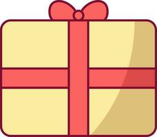 Yellow And Red Gift Box Flat Icon Or Symbol. vector