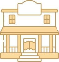 Blank Board With Shop Store Building Icon In Peach And White Color. vector