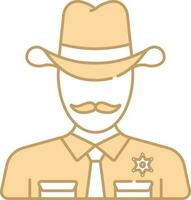 Isolated Sheriff Man Character Icon In Peach And White Color. vector