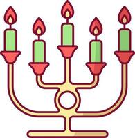Burning Candelabra Colorful Icon In Flat Style. vector
