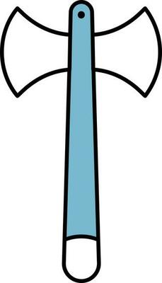 Blue And White Double Blade Axe Icon Or Symbol.