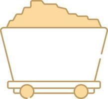 Flat Mine Cart Icon In Peach And White Color. vector