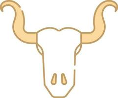 Isolated Bull Skull Icon In Peach And White Color. vector