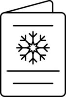 Snowflake Symbol Card Icon In Line Art. vector