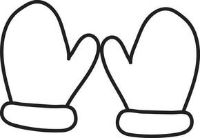 Black Thin Line Art Of Mittens Icon. vector