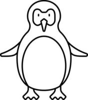 Cartoon Penguin Icon In Line Art. vector