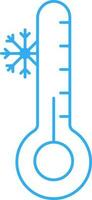 Low Thermometer Scale With Snowflake Blue Linear Icon. vector