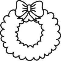 Black Linear Bow With Wreath Icon. vector