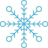 azul y blanco copo de nieve icono en plano estilo. vector