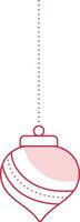 Flat Bauble Hang Element In Pink And White Color. vector