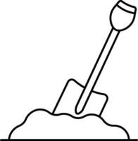 Pile With Cleaning Shovel Icon In Thin Line Art. vector