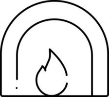 Black Thin Line Art Of Fireplace Icon. vector