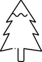 Black Line Art of Christmas Tree Icon. vector