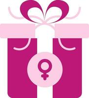 Female Gift Flat Icon In Pink Color. vector