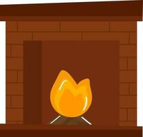 Isolated Brown Fire Place Element in Flat Style. vector